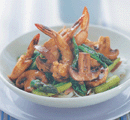 Mushroom, Prawn and Asparagus Stir Fry